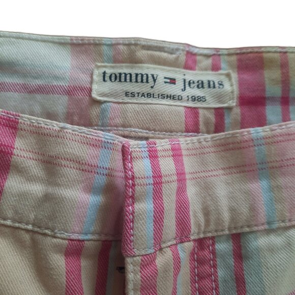Y2K Tommy Jeans low rise Cropped Plaid Pants Size 3 Pastel Pink Yellow White - Picture 9 of 10